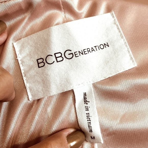 BCBGMaxAzria Tuxedo Blazer Drape Front Rose Smoke Size M #1161 - Picture 8 of 9